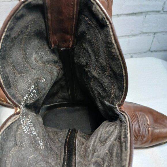 MENS VINTAGE LAREDO COWBOY BOOTS BROWN LEATHER POINT TOE SIZE 8.5 EE - Picture 7 of 12